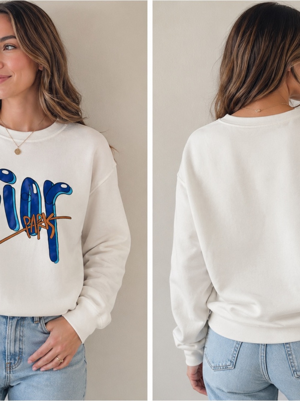 Christian Dior Paris Graphic Sweatshirt Crewneck Pullover women’s L Authentic - Picture 2 of 3